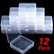 12 Pack Clear Plastic Beads Storage Containers Box with Hinged Lid for Beads and More (3.70 x 3.70 x 1.18 Inch)